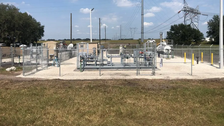 A pipeline meter and regulation station under construction